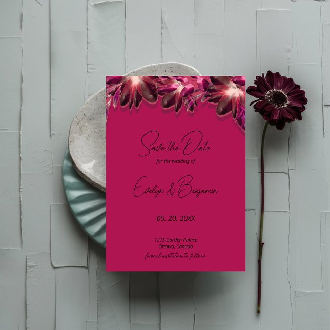 Elegant Floral Burgundy Save the Date (Von Creator hochgeladen)