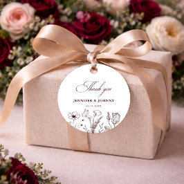 Elegant Floral Burgundy Wedding  Favor Tags Geschenkanhänger