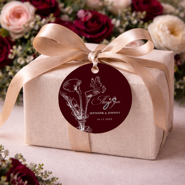 Elegant Floral Burgundy Wedding  Geschenkanhänger (Von Creator hochgeladen)