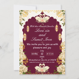 Elegant Floral Burgundy Wedding Invitation  Einladung