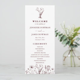 Elegant Floral Burgundy Wedding Programm