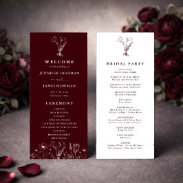 Elegant Floral Burgundy Wedding  Programm