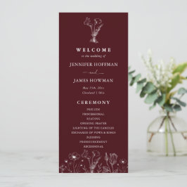 Elegant Floral Burgundy Wedding Programm
