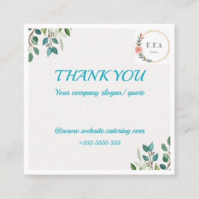 Elegant Floral Business Card | Watercolor Botanica Quadratische Visitenkarte (Vorderseite)