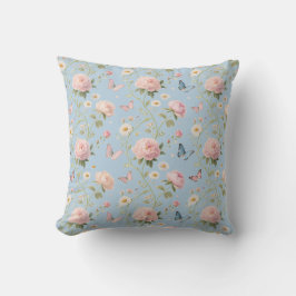 Elegant Floral & Butterfly Throw Pillow Kissen