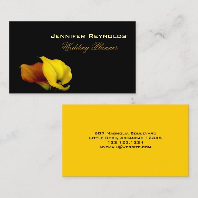 Elegant Floral Calla Lily Visitenkarte (Vorne/Hinten)