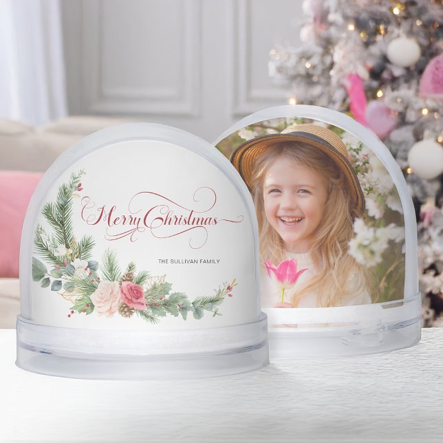 Elegant Floral Calligraphy Snow Globe Schneekugeln (Von Creator hochgeladen)