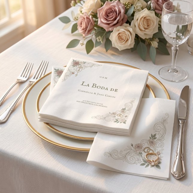 Elegant Floral Catolic Cross La Boda De Serviette (Von Creator hochgeladen)