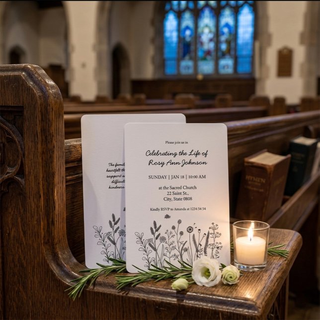 Elegant Floral "Celebrating the Life" Funeral Einladung (Von Creator hochgeladen)