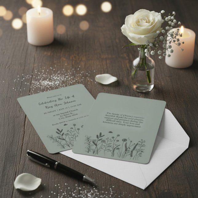 Elegant Floral "Celebrating the Life" Funeral Einladung (Von Creator hochgeladen)