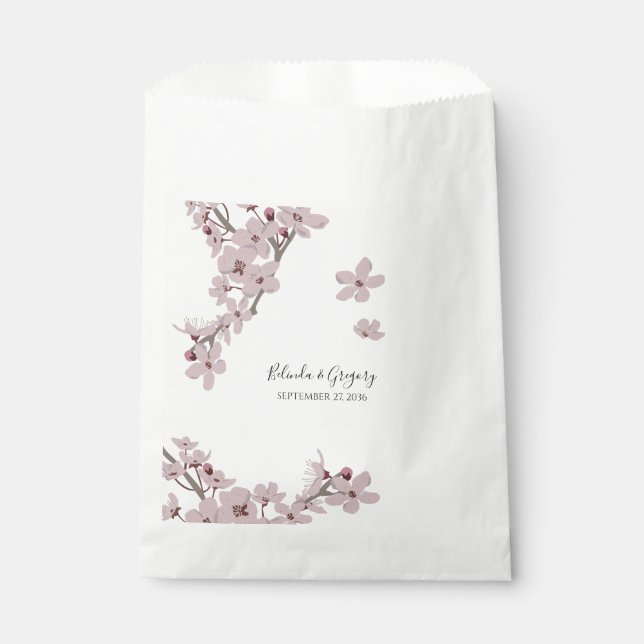 Elegant Floral Cherry Blossom Hochzeit Geschenktütchen (Vorderseite)