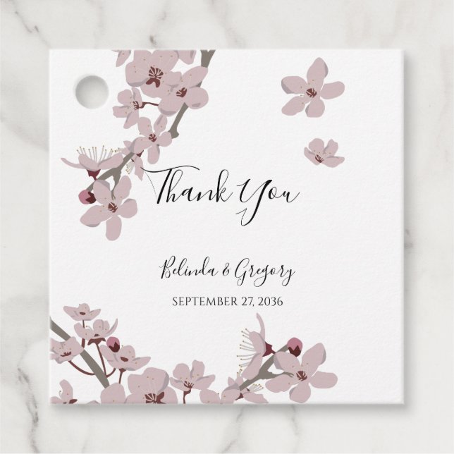 Elegant Floral Cherry Blossom Hochzeitsgeschenk Geschenkanhänger (Vorderseite)
