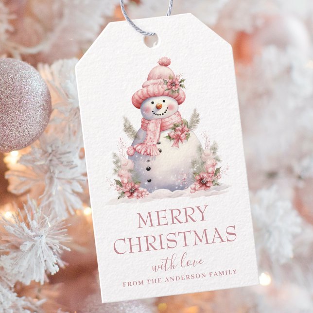Elegant Floral Christmas Snowman Geschenkanhänger (Von Creator hochgeladen)