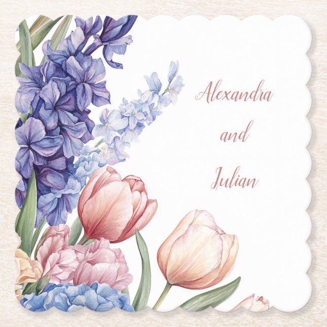 Elegant Floral Coaster Untersetzer (Vorderseite)