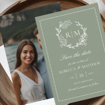 Elegant Floral Crest Monogram Photo