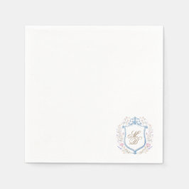 Elegant Floral Crest Wedding Paper Napkins Serviette