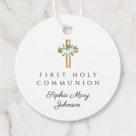 Elegant Floral Cross Girl First Holy Communion Geschenkanhänger