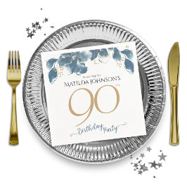 Elegant Floral Custom 90. Geburtstagsparty Serviette