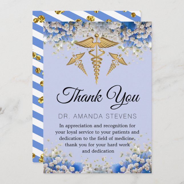 Elegant Floral Daisy Doctor Danke Karte (Vorne/Hinten)