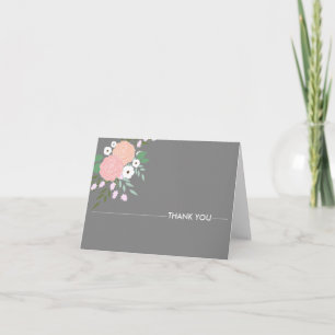 Elegant floral Dankeschön Hinweise - grau Dankeskarte