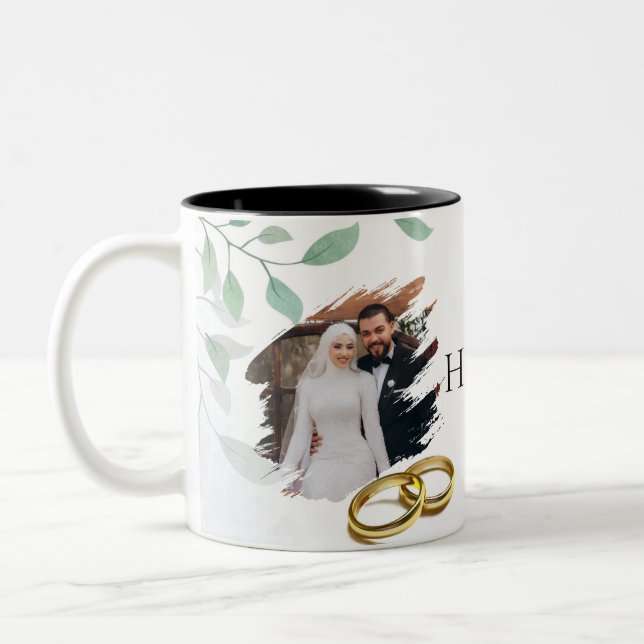 Elegant Floral Design for Bridesmaid Gifts Zweifarbige Tasse (Links)