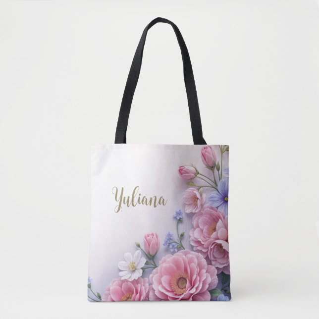 Elegant Floral Design in Pink Blue White Bloom (Vorderseite)