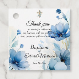 Elegant floral Dusty Blue Baptisse Geschenkanhänger