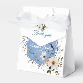 Elegant floral Dusty Blue Baptisse Geschenkschachtel