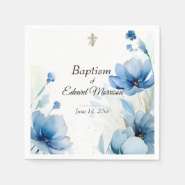 Elegant floral Dusty Blue Baptisse Serviette