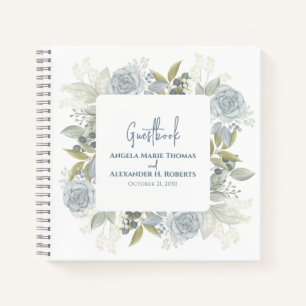 Elegant floral Dusty Blue Classic Rose Grüne Notizbuch