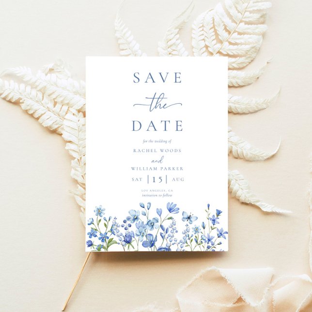 Elegant Floral Dusty Blue Wedding Save The Date (Von Creator hochgeladen)