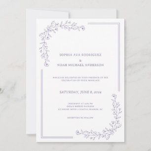Elegant Floral Dusty Lilac Wedding Einladung