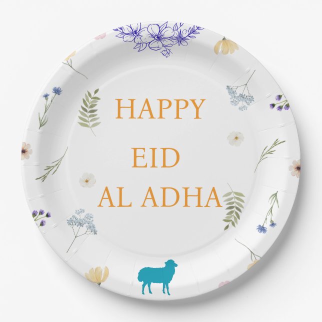 Elegant Floral Eid al-Adha  Pappteller (Vorderseite)