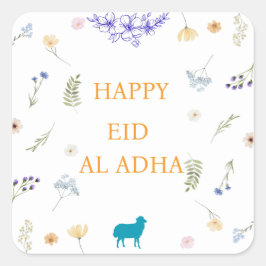 Elegant Floral Eid al-Adha  Quadratischer Aufkleber