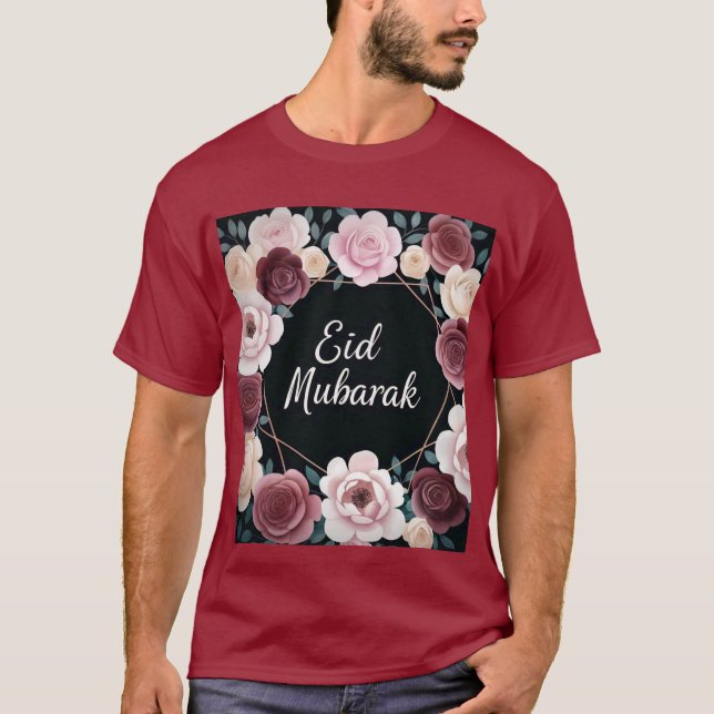 Elegant Floral Eid Mubarak Mens Tshirt (Vorderseite)