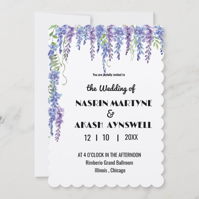Elegant Floral Einladung Wedding 007 von Nasrin (Vorderseite)