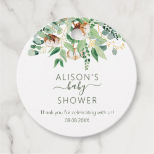 Elegant Floral Eucalyptus Greenery Baby Shower Geschenkanhänger