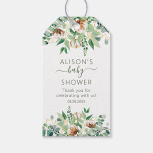 Elegant Floral Eucalyptus Greenery Baby Shower Geschenkanhänger
