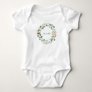 Elegant Floral Eucalyptus Greenery Baby Shower Strampler