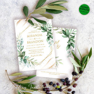 Elegant Floral Eucalyptus Verlasse Grüne Hochzeit Einladung