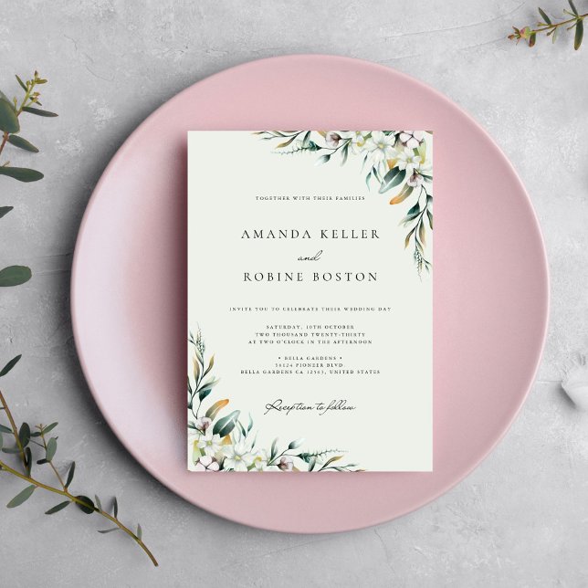 Elegant Floral Eucalyptus Wedding Einladung (Von Creator hochgeladen)