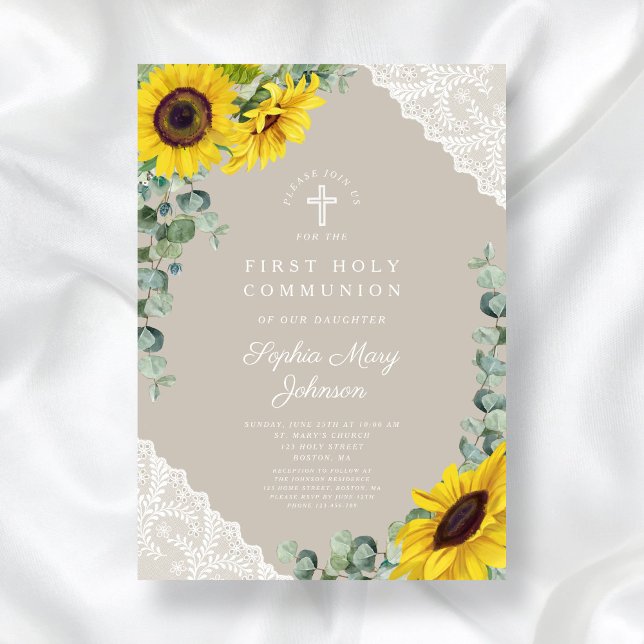 Elegant Floral First Communion Einladung (Elegant Floral First Communion Invitation)