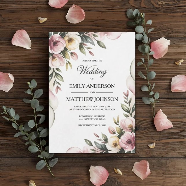 Elegant Floral Frame Wedding Invitation Einladung (Von Creator hochgeladen)