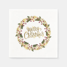 Elegant Floral Frohe Weihnachten | Napkin Serviette