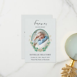 Elegant Floral Funeral Celebration of life Photo Dankeskarte