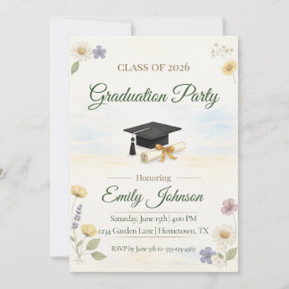 Elegant Floral Garden 2026 Graduation Invite Einladung