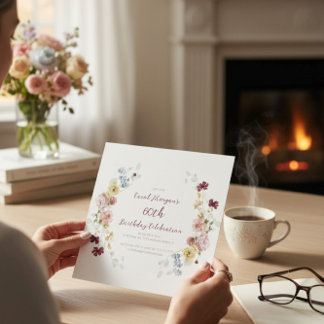 Elegant Floral Garden 60th Birthday Invitation Einladung
