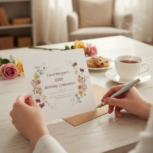 Elegant Floral Garden 60th Birthday Invitation Einladung (Von Creator hochgeladen)