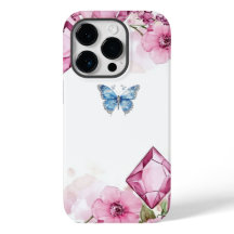Elegant Floral Gem Butterfly iPhone 14 Pro Fall