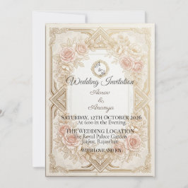 Elegant Floral Gold Wedding Invitation | Editable Einladung
